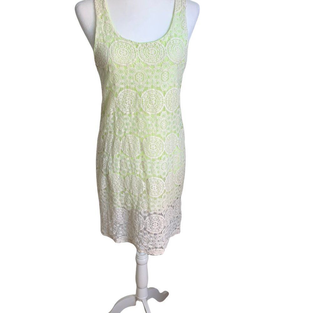 Everly White and Green Lace Dress| Size M